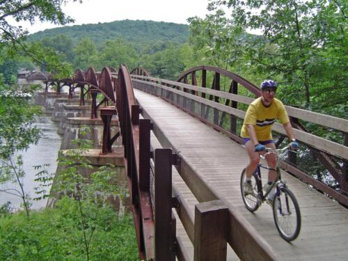 Biker Low Bridge, credit Mike Comiskey