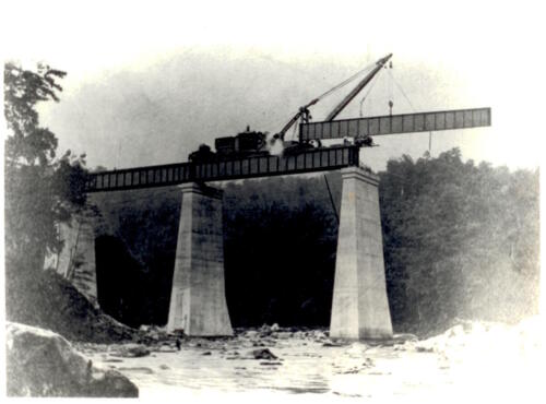 Ohiopyle High Bridge, construction equipment 1910 